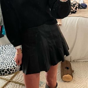 Endless Rose Black leather pleat skirt